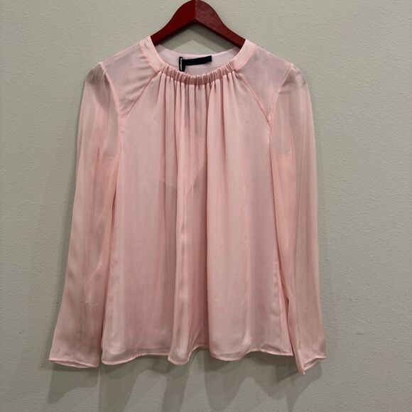 Les Copains Silk Semi‎ Sheer Pink Blouse size 4/6 - Picture 1 of 14